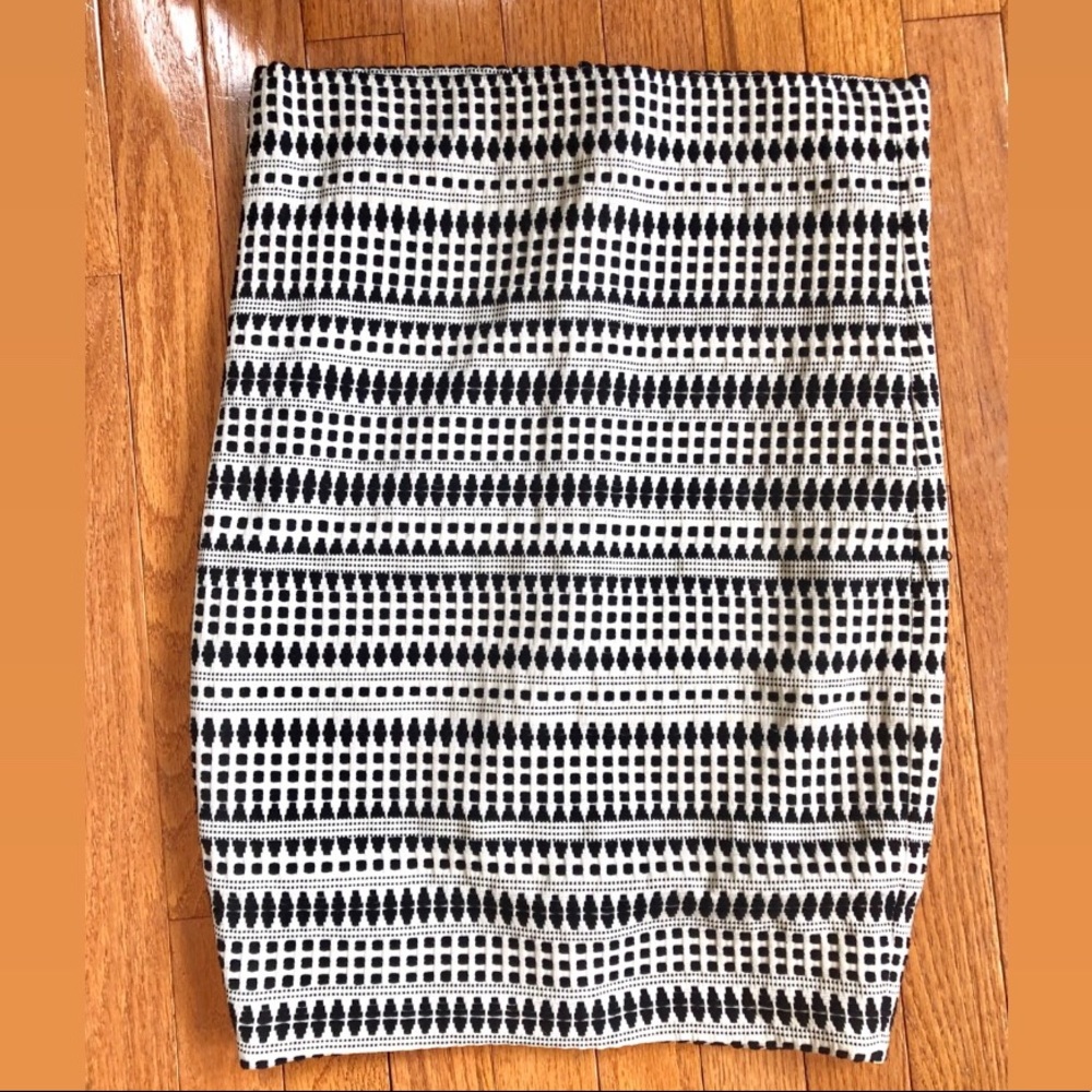 Black & white fitted pencil skirt